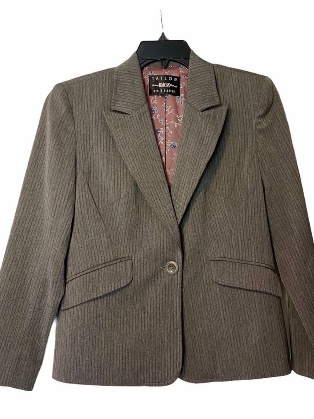 Tailor B. Moss Women's Gray Pinstripe Single-Button Blazer